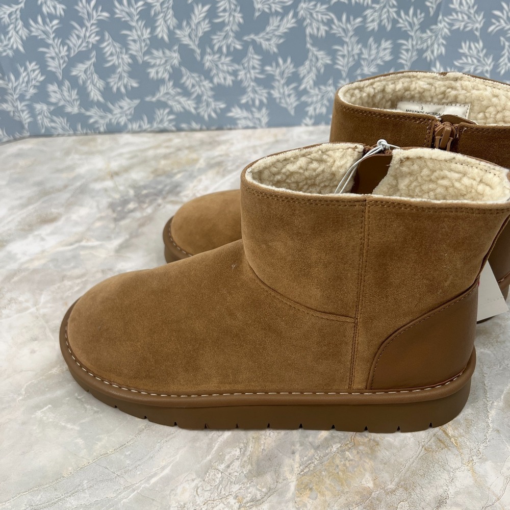 NEW Cat & jack faux shearling ankle boots tan back to school fall winter 5